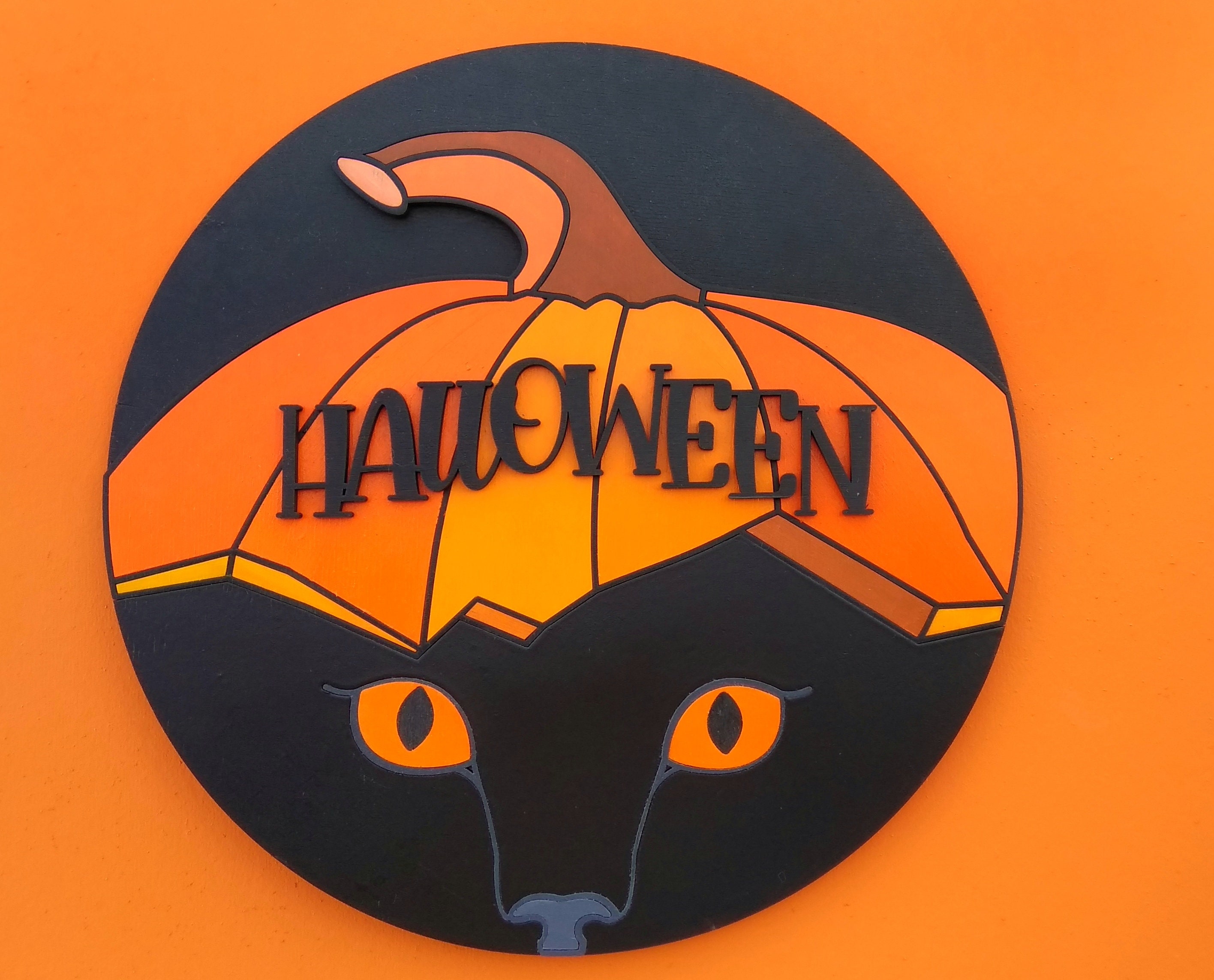 Download Halloween pumpkin cat SVG laser cut file Wood round sign ...