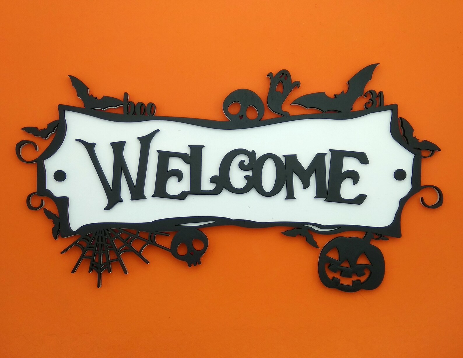 Welcome sign SVG Halloween door sign Laser cut file Fall | Etsy