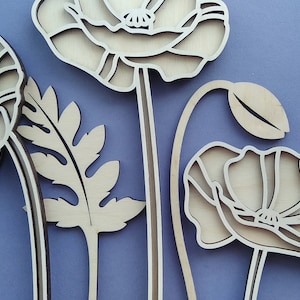 Poppies vector laser cut flowers Poppy design Digital | Etsy