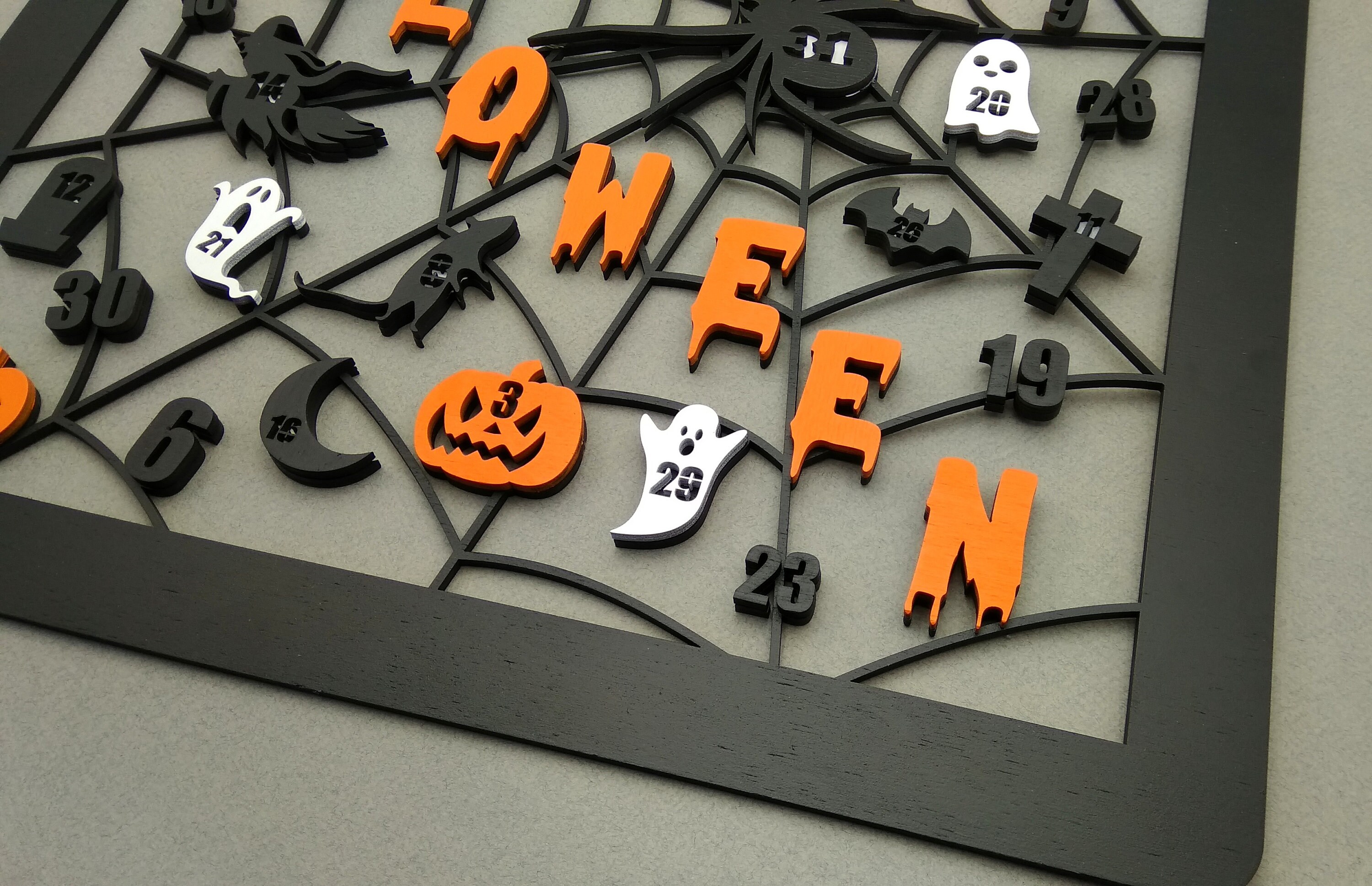 Halloween Advent Calendar SVG Laser Cut File Wooden Wall Etsy