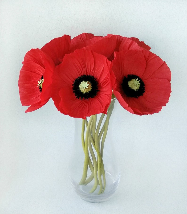 Red poppy bouquet Artificial flower arrangement Poppies | Etsy