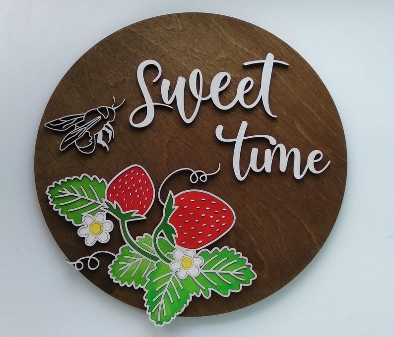 Sweet time SVG, Laser cut file, Strawberry SVG, Summer sign