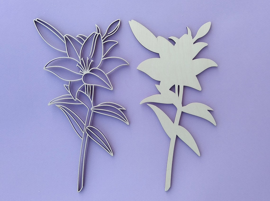 Lily SVG Laser cut flowers DIY home decor Plywood digital Etsy
