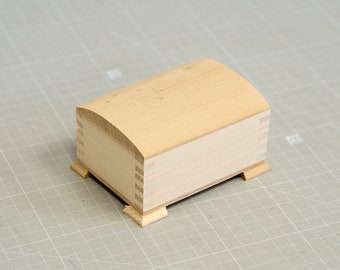 Wooden Box Unfinished Wooden small chest with Interior Hinges #1611