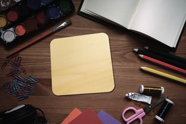 Rounded Square Blank Shape Wooden Pack Bundle Plywood Hobbies Set #1014