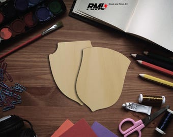 Shields - Laser Cut Unfinished Wooden Cutout Shape Blank Craft Supply Pack Bundle Set #1240