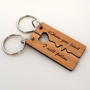 Heartbeat Paar Personalisierbare Schlüsselringe aus Holz