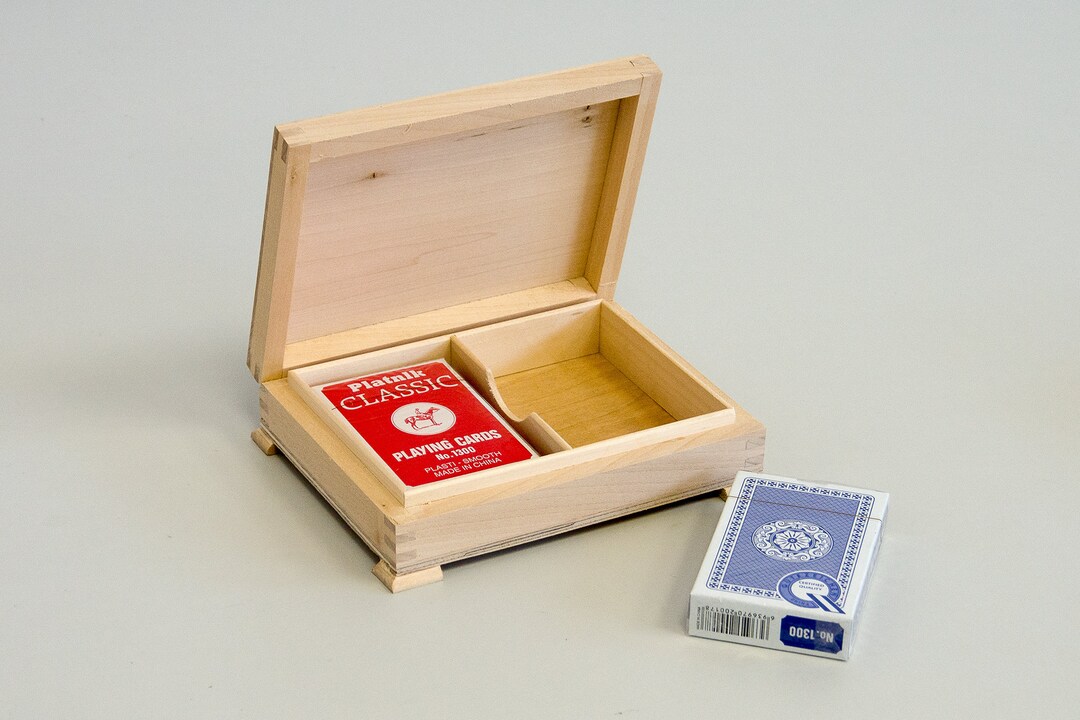 Playing Cards Box Unfinished Wooden With Interior Hinges 1605 Etsy
