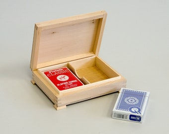 Playing Cards Box Unfinished Wooden with Interior Hinges #1605