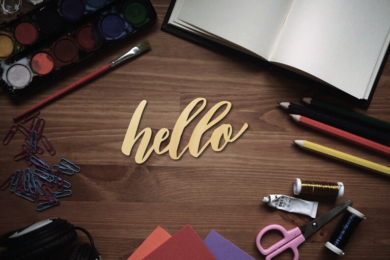 Blank Shape Wooden Pack Bundle Plywood Hobbies Set #1084 Hello Sign