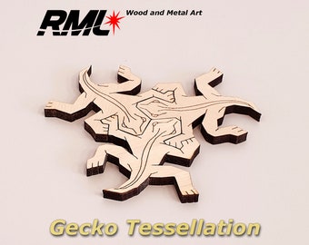 Tessellation Puzzle Pieces- Geckos - 10 pieces Blank Shape Wooden Pack Bundle Plywood Hobbies Set #1504