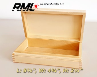 Unfinished Wood Box with Hinges #1601