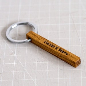 Custom Wood Bar Keychain Personalised Name Date Coordinates Engraved #415