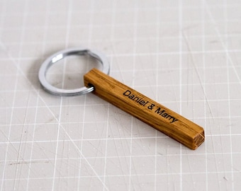 Custom Wood Bar Keychain Personalised Name Date Coordinates Engraved #415