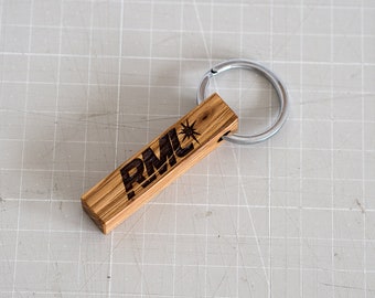 Custom Wood Bar Keychain Logo Personalised Name Date Coordinates Engraved #416