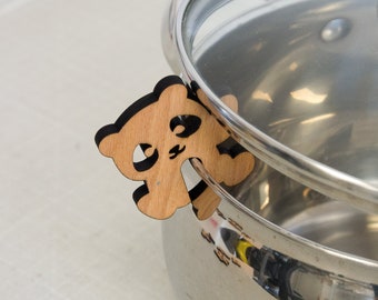 Forma di panda - Protezione per pentola - Supporto per coperchio - Sfiato vapore - Supporto per pentola - Sollevamento coperchio pentola #221