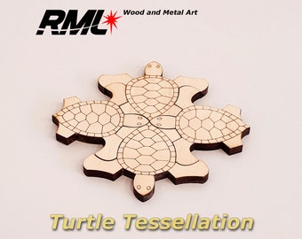 Tessellation Puzzle Pieces- Tortues - 10 pièces Forme Vierge Wooden Pack Bundle Plywood Hobbies Set #1503