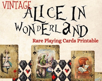 Vintage Alice in Wonderland Printable Playing Cards, Junk Journal Crafting (Instant Download)