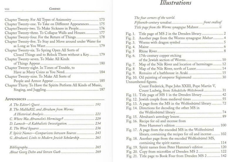 Puede incluir: P&aacute;ginas de un libro que muestran el &iacute;ndice y las ilustraciones. El texto negro sobre fondo blanco detalla los t&iacute;tulos de los cap&iacute;tulos y las leyendas de las figuras. El libro parece tratar temas hist&oacute;ricos o religiosos.