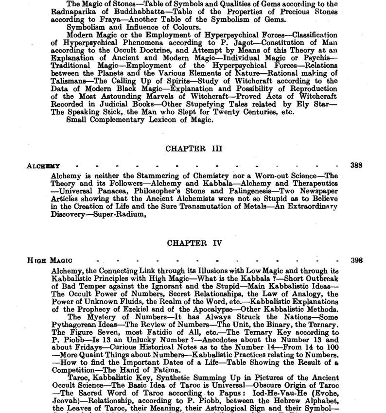 May include: A page from an old book, detailing subjects like alchemy, magic, and related occult studies. The text is divided into chapters and subheadings, with detailed explanations of different concepts. The text is in English.