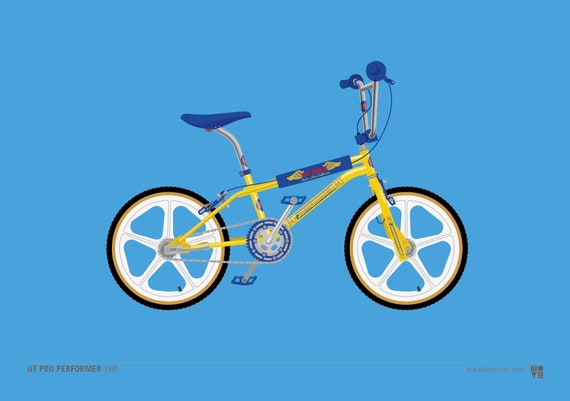 Gt Pro Performer 1984 Yellow Blue Print Etsy