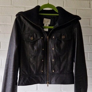 2000s Céline Contrasting Collar Leather Biker Jacket