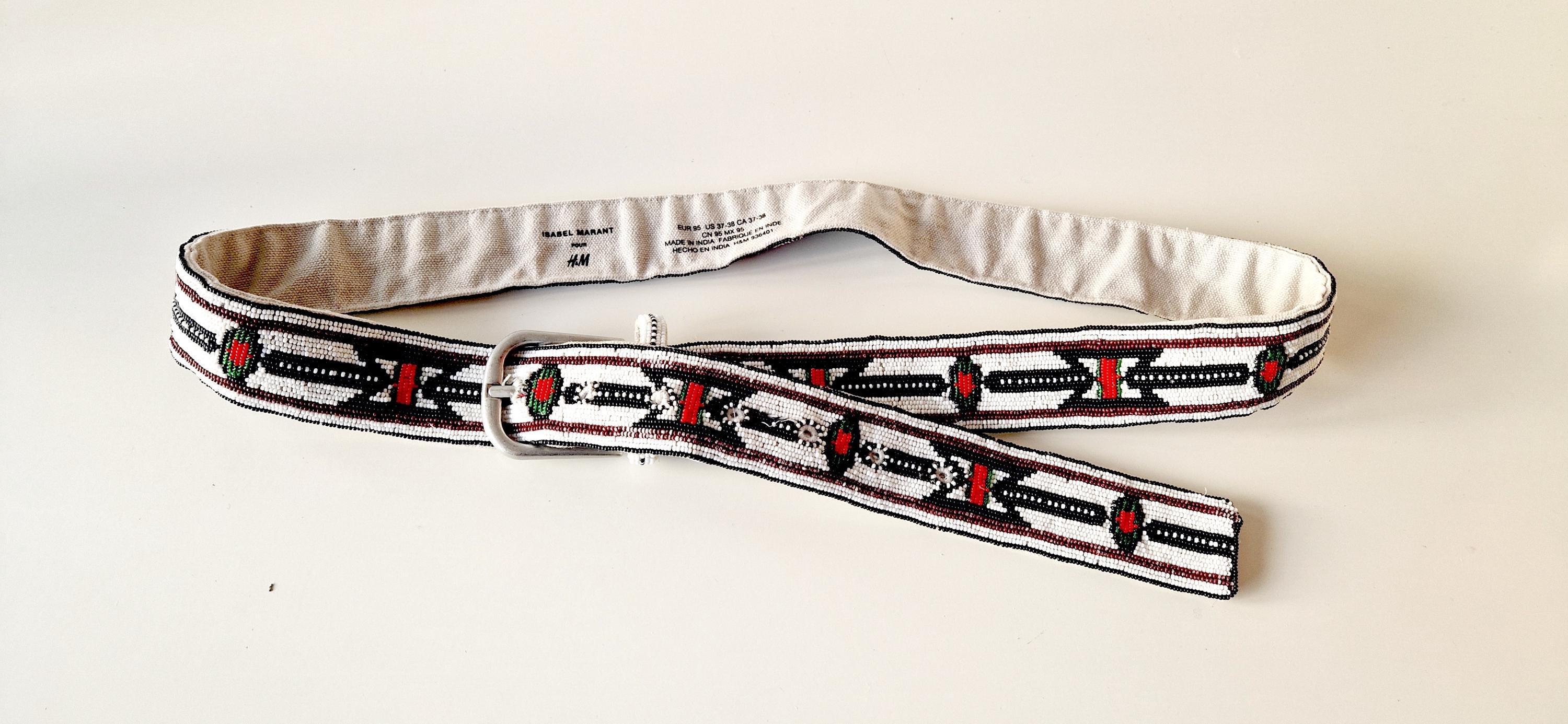 Isabel Marant Wide Waist Belt Womens Medium Cream Leather Embroidered Woven Boho DARA BELT Woman cognac | ISABEL MARANT Official online store main image 2