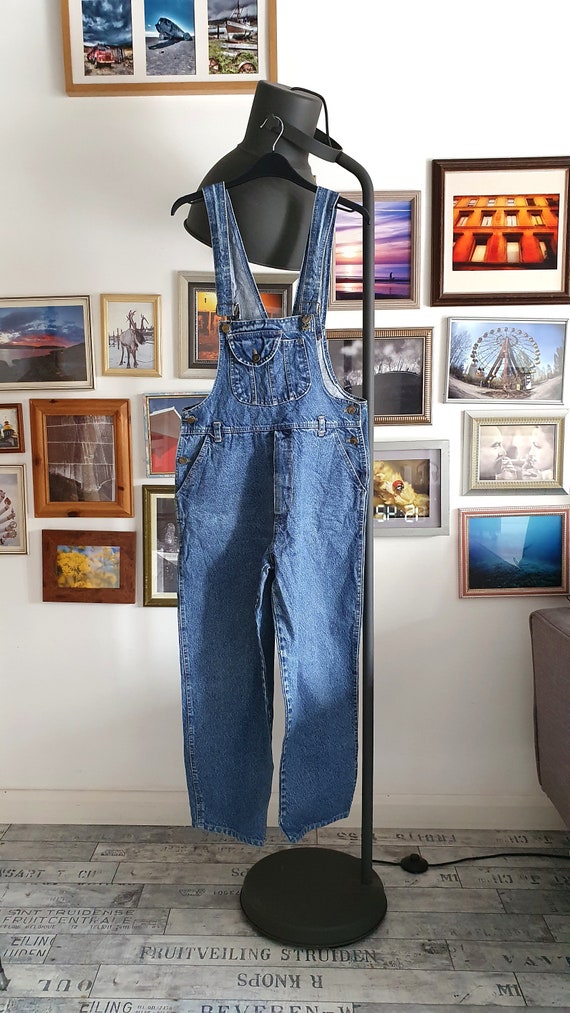 Stunning denim 70s overalls jumpsuit - dark denim