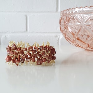 Goldstone multi chain vintage 60s bracelet - for building energy, courage and positive attitude