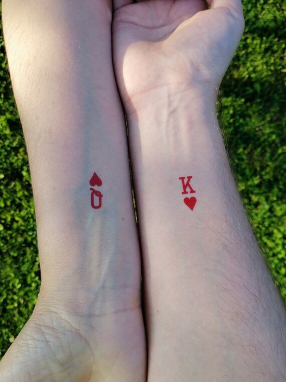 King And Queen Of Hearts Temporary Tattoo Love Tattoo Etsy