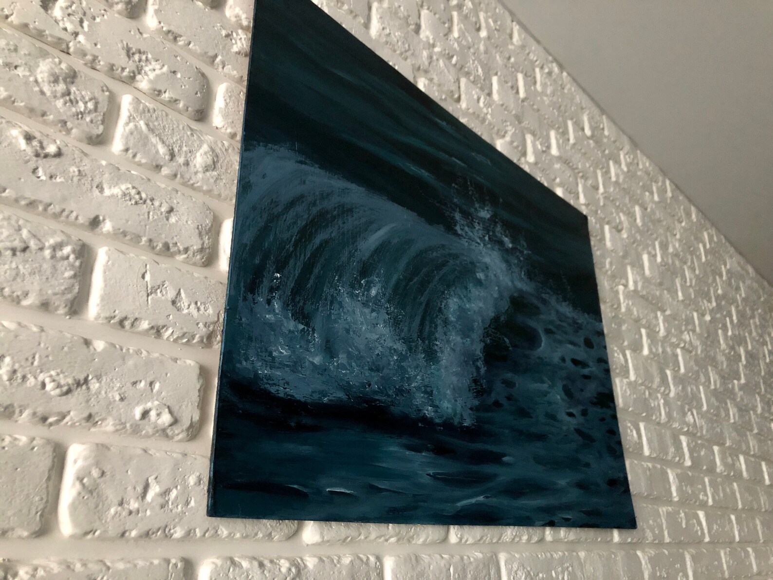 Original oil sea scape 'Waves rush' Sea wall artwork Etsy