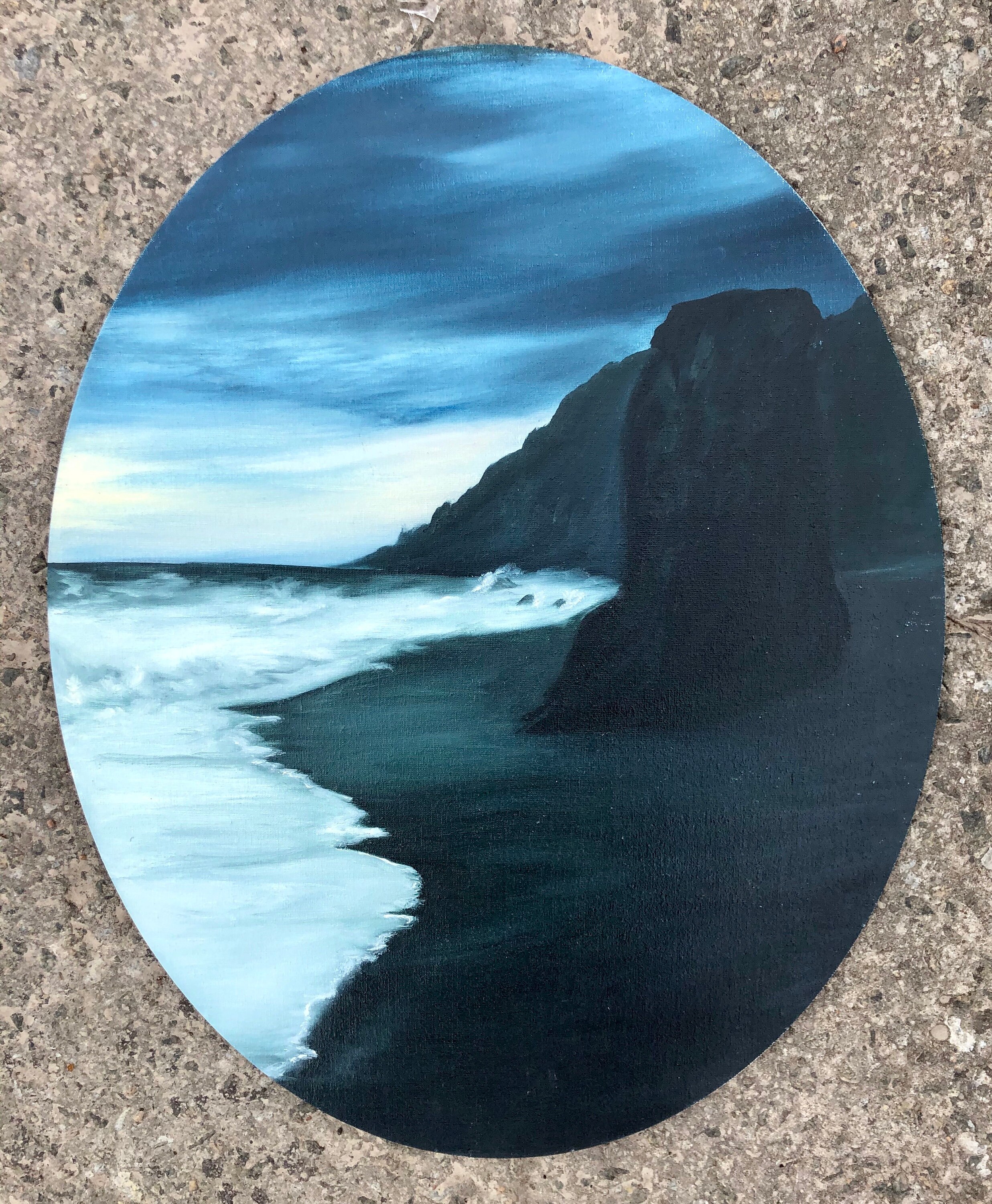 Original canvas Oil oval painting interior artwork The Etsy