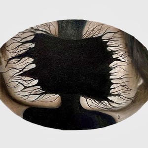 Obra de arte gótica oscura original: retrato surrealista y emotivo sobre lienzo, arte mural de terror, decoración de Dark Academia, pintura al óleo de 21 x 30 cm