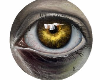 Realistic Eye Oil Painting: Dark Academia Gothic Wall Art