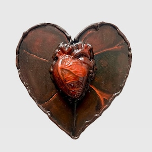Sculpted Anatomical Heart Wall Art: Gothic Oil Painting, Dark Romantic Decor