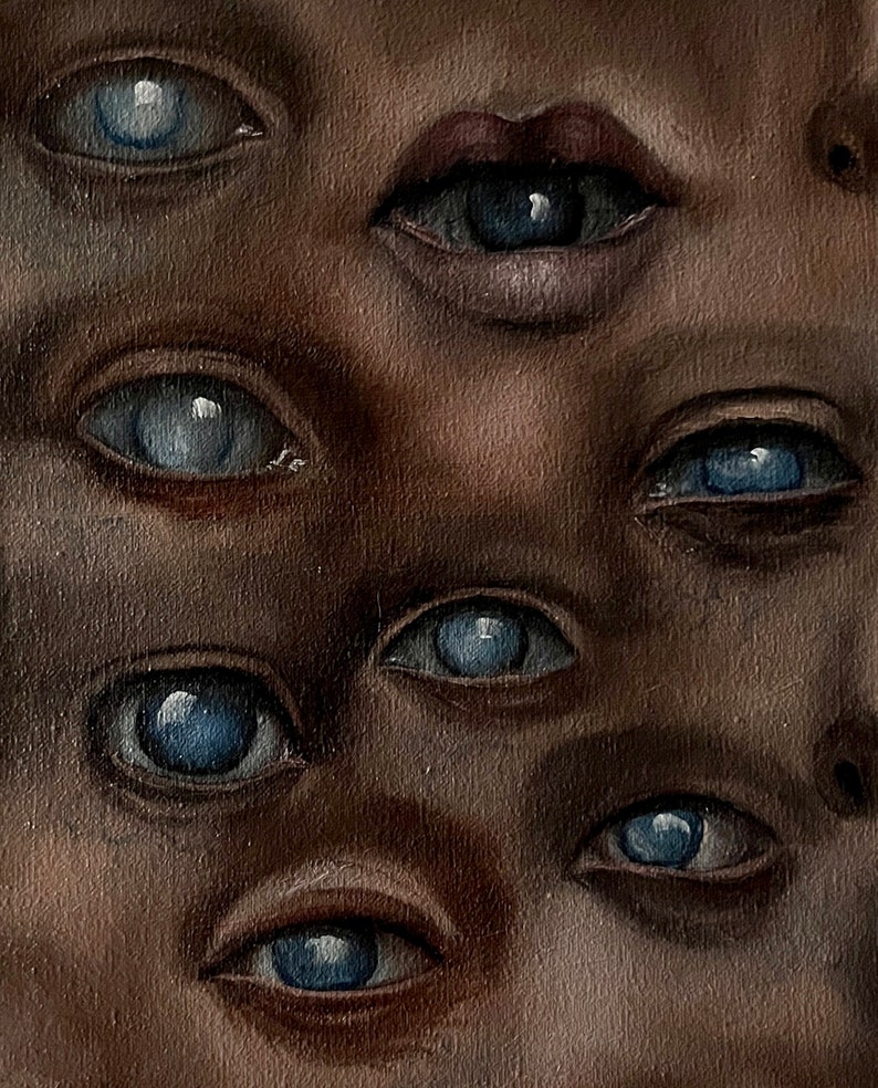 Dark Original Oil Painting Human Eye Art Dark Surreal Art Etsy