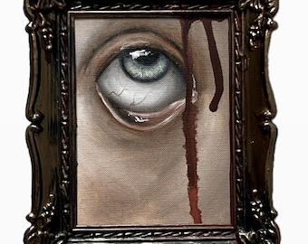 Gothic Wall Art, Lovers Eye Oil Painting, Original Horror Art, Framed Victorian Decor