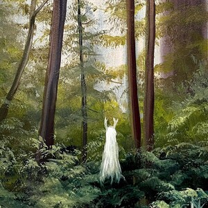 Dark Forest Spirit Oil Painting: Eerie Gothic Artwork