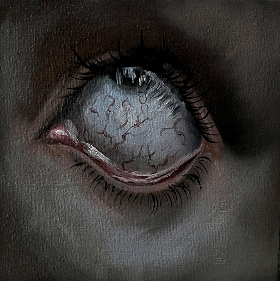 Human Eye Oil Painting, Original Artwork, Gothic Wall Decor, Witchy