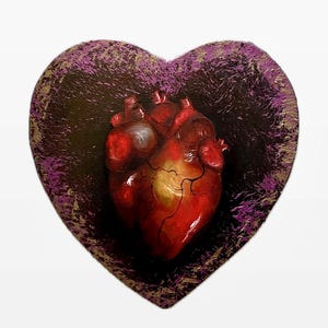 Anatomical Heart Painting: Red Medical Art on Heart Canvas