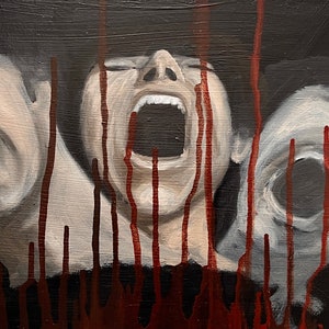 Original Dark Oil Painting: Creepy Surreal Human Portrait Art