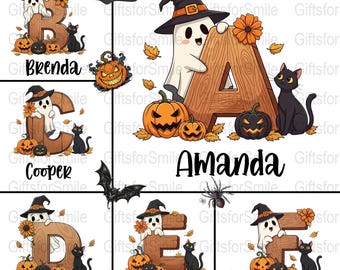 Halloween Alphabet PNG Bundle A–Z – Spooky Ghost Pumpkin Letters (Digital Download).