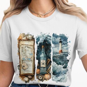 Art mural nautique mer océan, art vintage carte phare, décoration côtière, décoration de maison de plage, impression numérique sur le thème nautique
