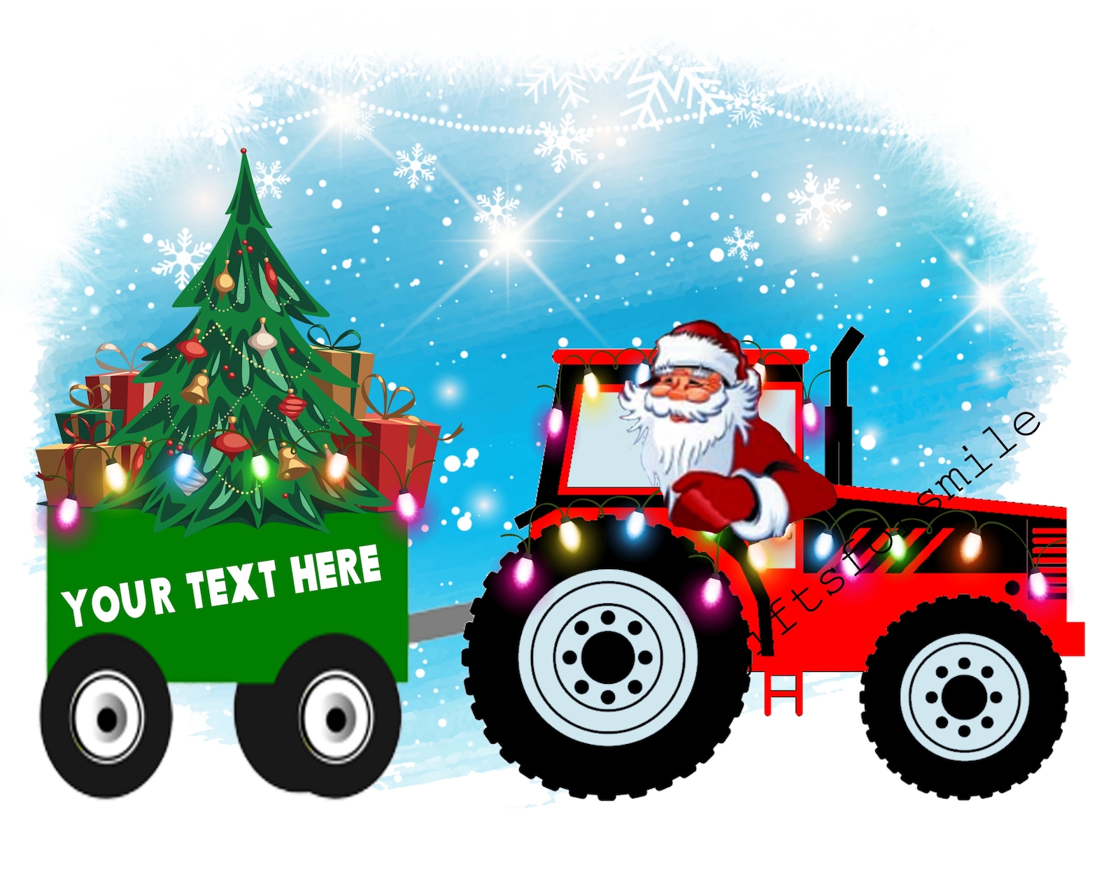 Santa on tractor with gifts template sublimation digital Etsy