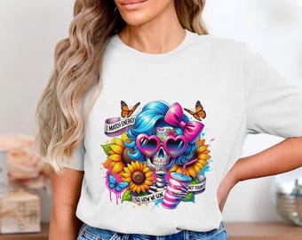 Calavera T-Shirts,Tumblers, I Match Energy PNG,Sublimation Digital Download, Sugar Skull Art, Sunflower Skull, Colorful Skull, Day of Dead