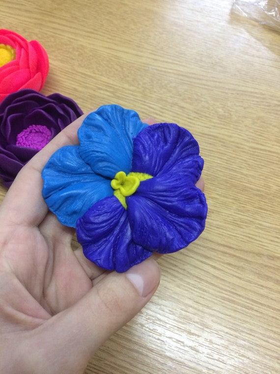Violet candle silicone mold Pansy silicone mold Viola soap mold.