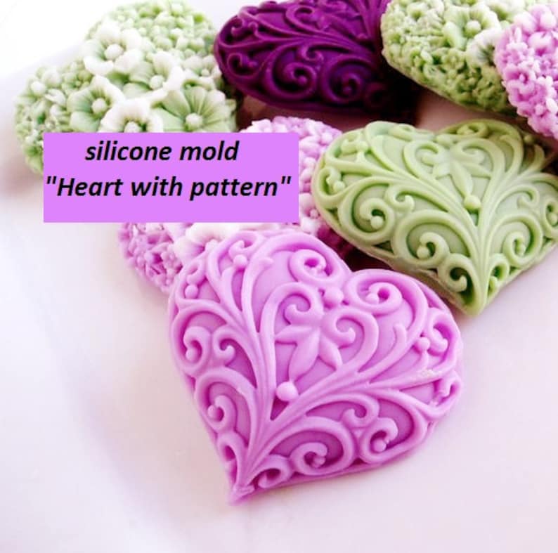 Heart Shaped Molds for Soaps Small Heart Lace Heart Heart Etsy