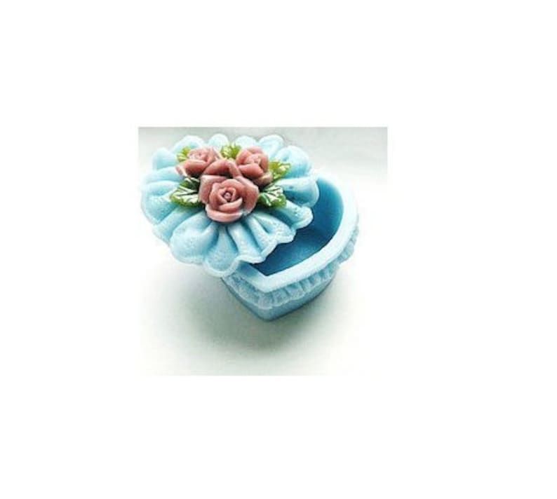 Silicone mold 3D Heart shape box with Roses or with Angel Soap molds for Valentine/'s Day.