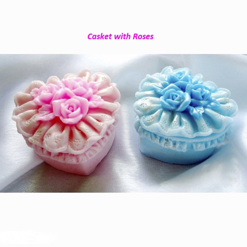 Silicone mold 3D Heart shape box with Roses or with Angel Soap molds for Valentine/'s Day.