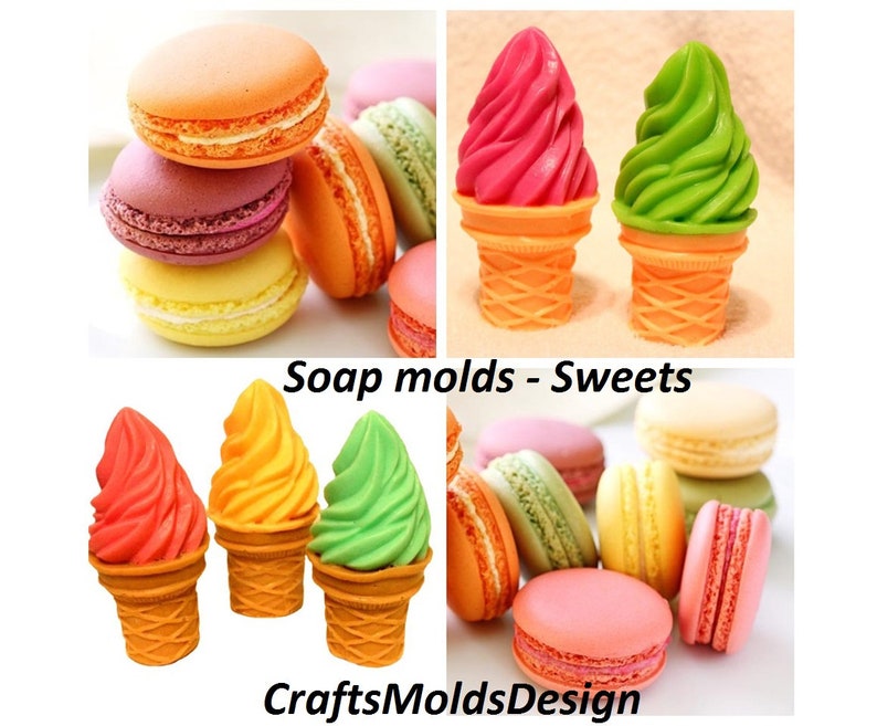 Ice cream mold crafts molds Macaroon 3d Silicone mold Soap moulds sweets moulds candle making supplies soap mold Sweets